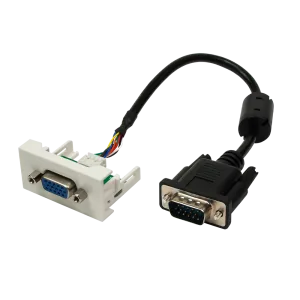 Вставка LANMASTER Mosaic 22.5x45 с адаптером VGA D-SUB (HDB-15) мама со шнуром 20 см папа белая